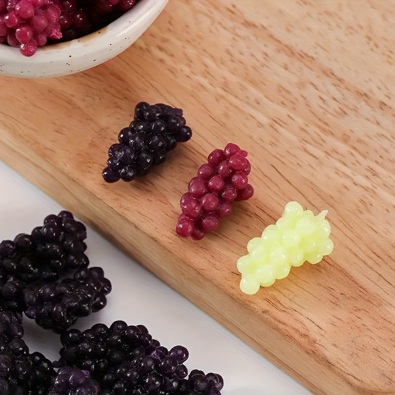 6pcs Vibrant Grape Bunches DIY Dollhouse Toy Accessories for Home Decor