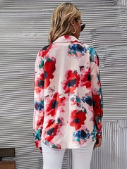  Floral Print Button Up Long Sleeve Blouse