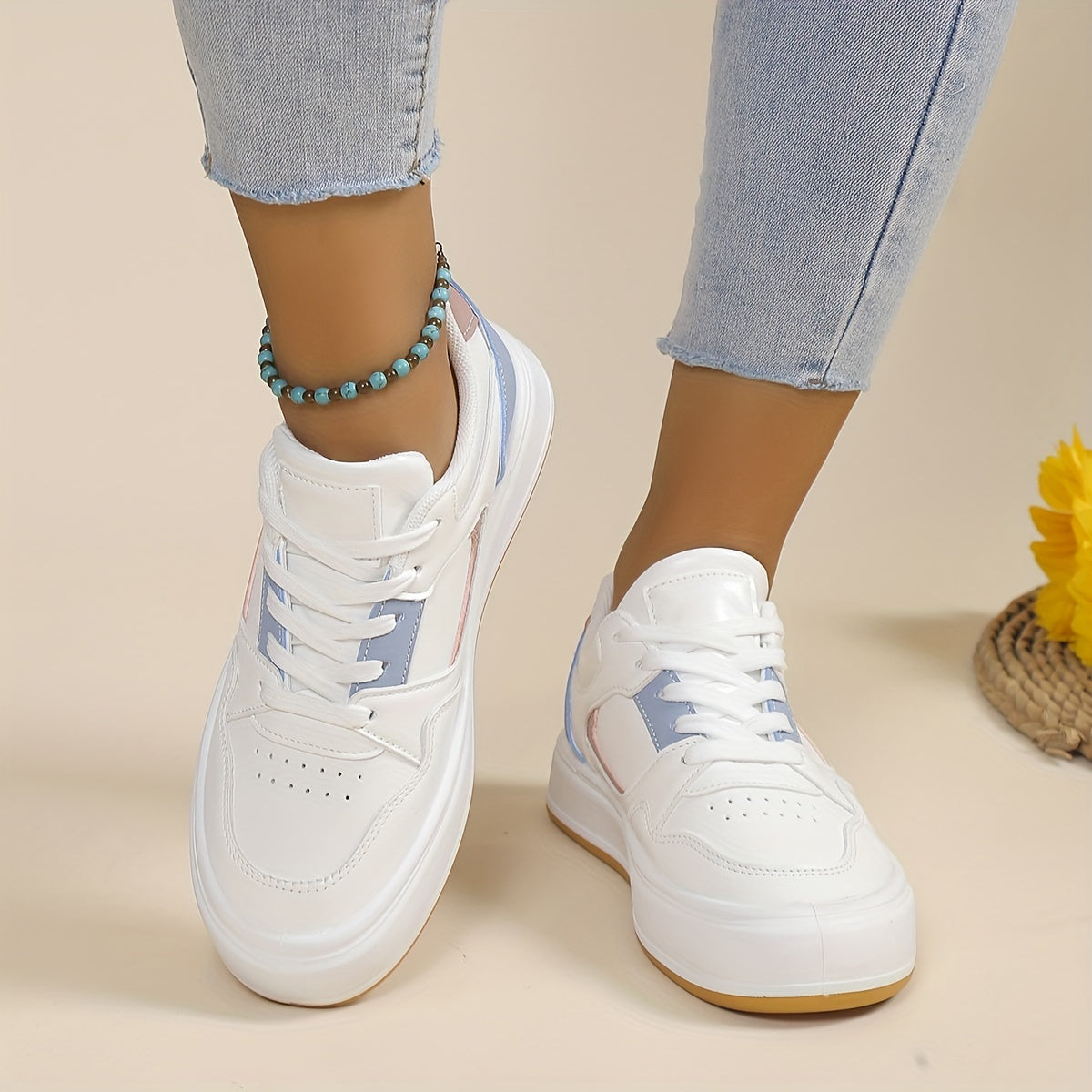 Women's Colorblock Skate Shoes Casual Low Top Sneakers