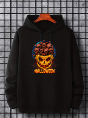 Men's Skull & Pumpkin Graphic Hoodie for Halloween