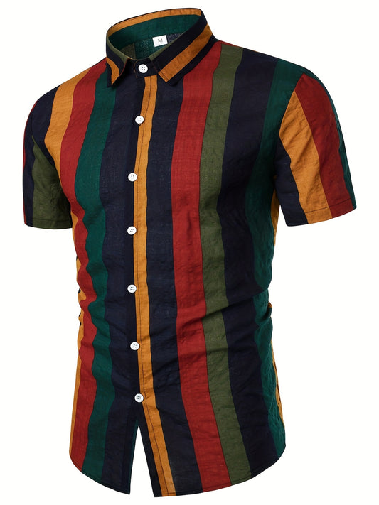 Vintage Style Colorful Stripe Hawaiian Shirt