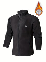 Men's Stand Collar Fleece Jacket Zipper Coat