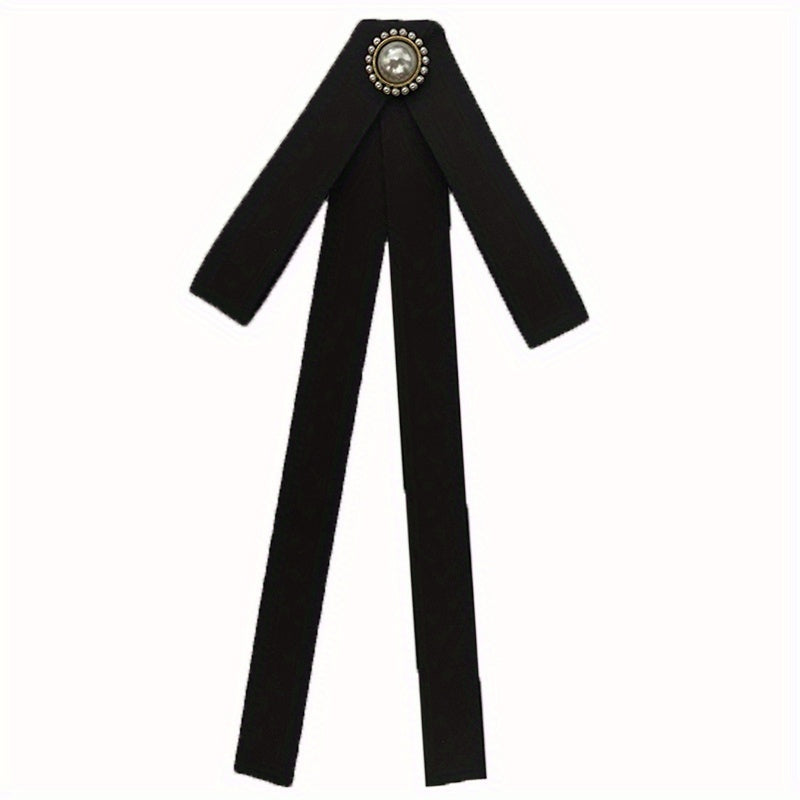 Pearl Decor Bow Tie Brooch Neck Ties Collar Pins