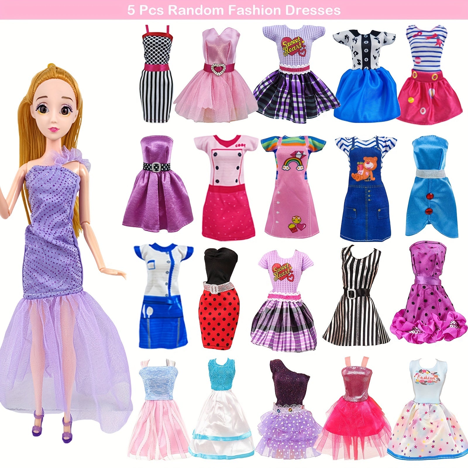 53pcs Doll Clothes and Accessories Set for 11.5 Inch Dolls