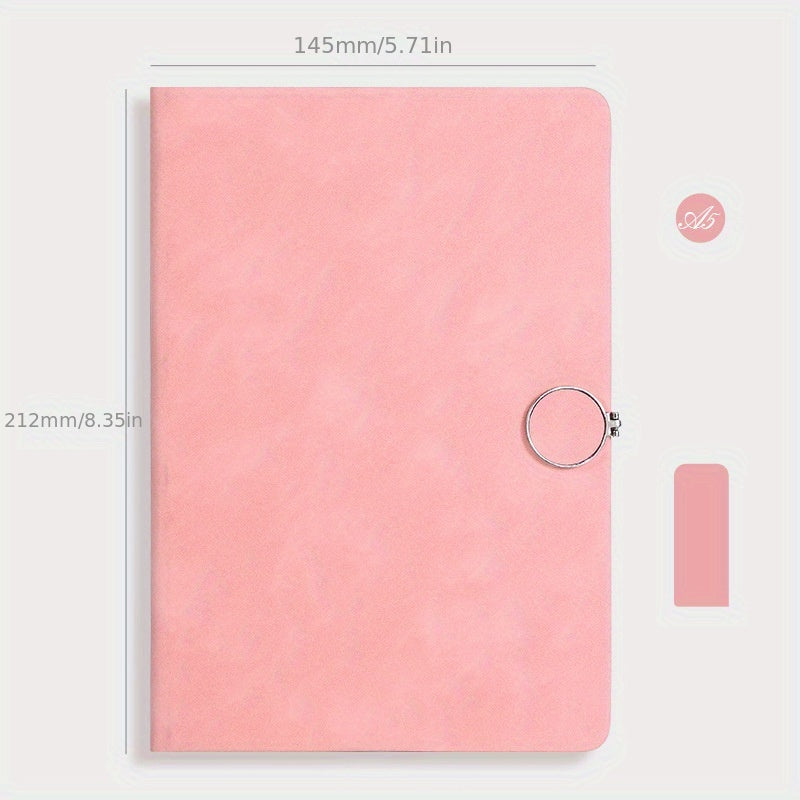 A5 Cowhide Notebook with Buckle, Business Office Journal