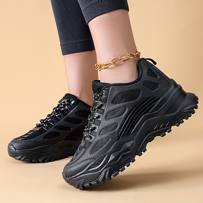 Knit Casual Sports Sneakers Thick Sole Running Shoes Women's Footwear