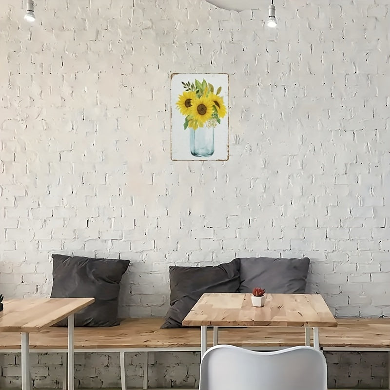 Metal Tin Sign 8''x12'' A Bunch Of Sunflowers Wall Decor