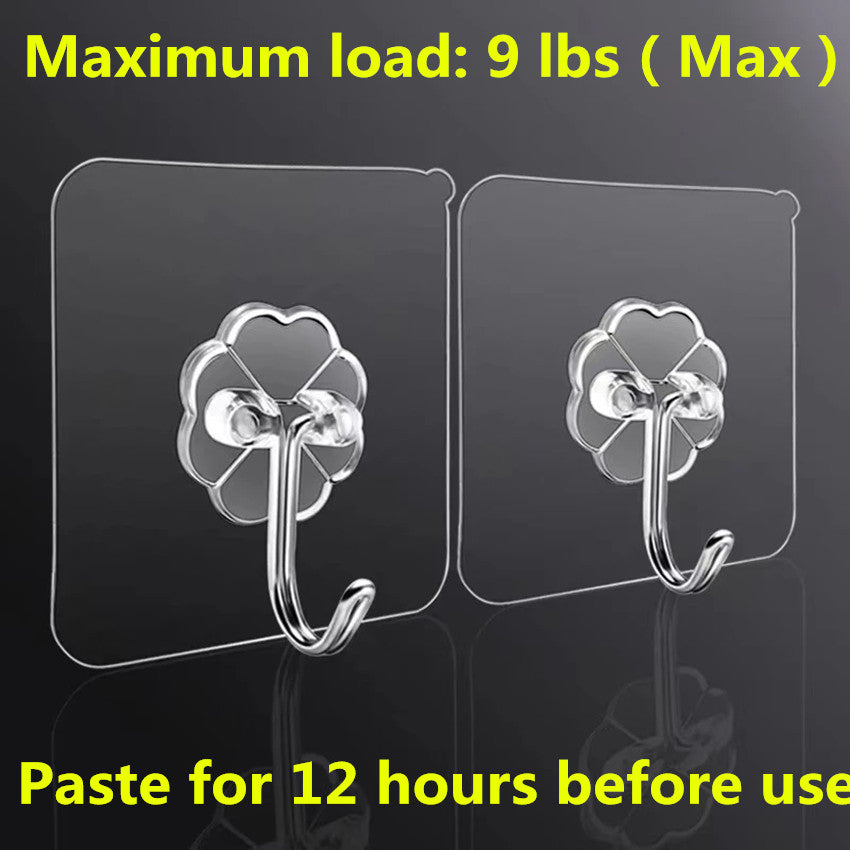 10pcs Plastic Clear Sticky Hooks Adhesive Wall Hook No Trace No Punching Sticker