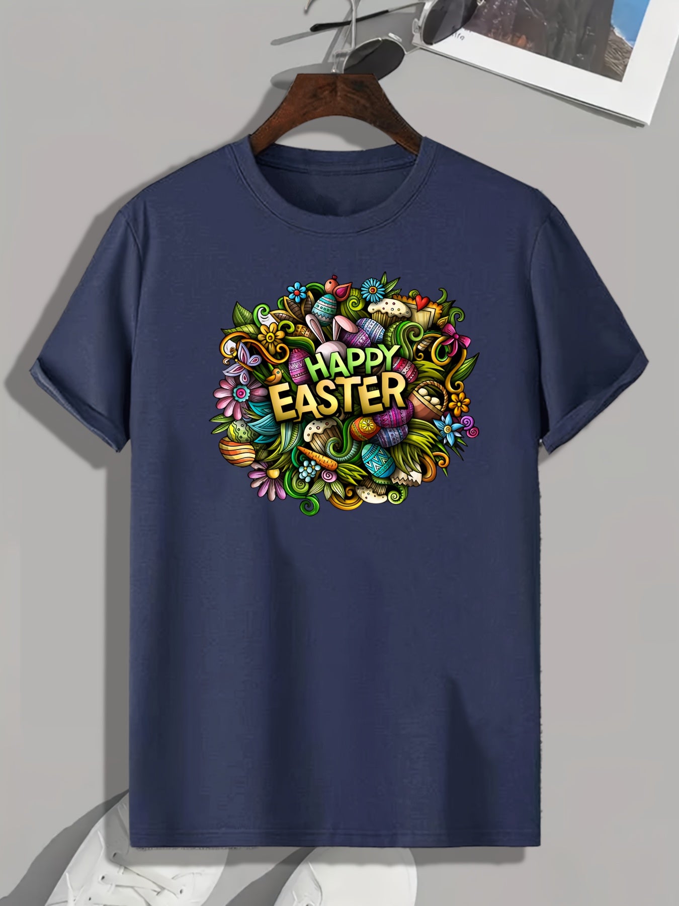HAPPY EASTER Print Men's Graphic T shirt Casual Tee For Summer