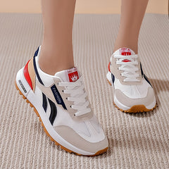 Women's Colorblock Soft Sole Sneakers Low Round Toe Non slip Flatform Shoes