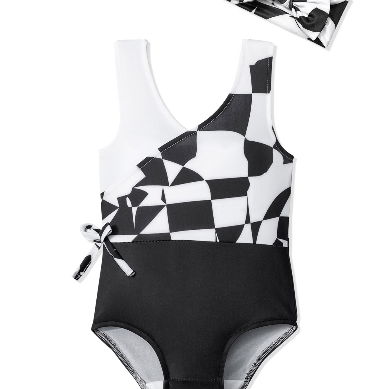 Plaid Sleeveless V-Neck One Piece Swimsuit Bathing Suit