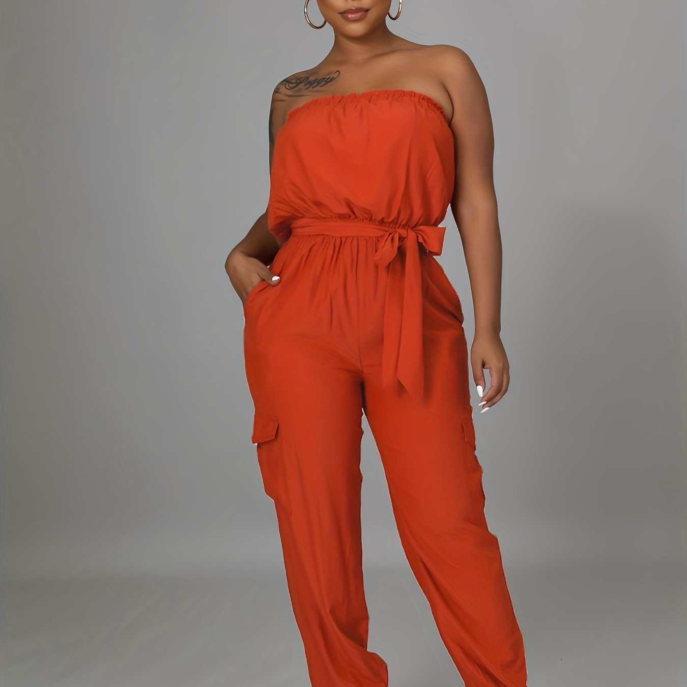 Sleeveless Tie Waist Jumpsuit with Pockets