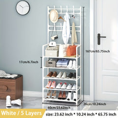 Metal Clothes Drying Rack with Shoe Storage - Space Saving Organizer