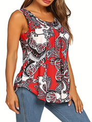  Paisley Print Ruched Tank Top