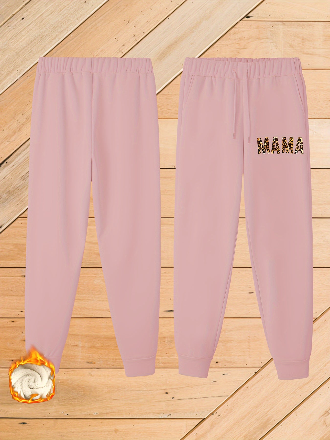 Women's Plus Letter Print Fleece Lined Harem Trousers