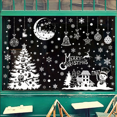 9pcs Christmas Tree Window Stickers Static Snowflake Wall Stickers