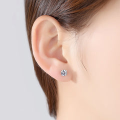 3pcs 925 Silver Stud Earrings Set For Women 4mm 5mm 6mm Gift