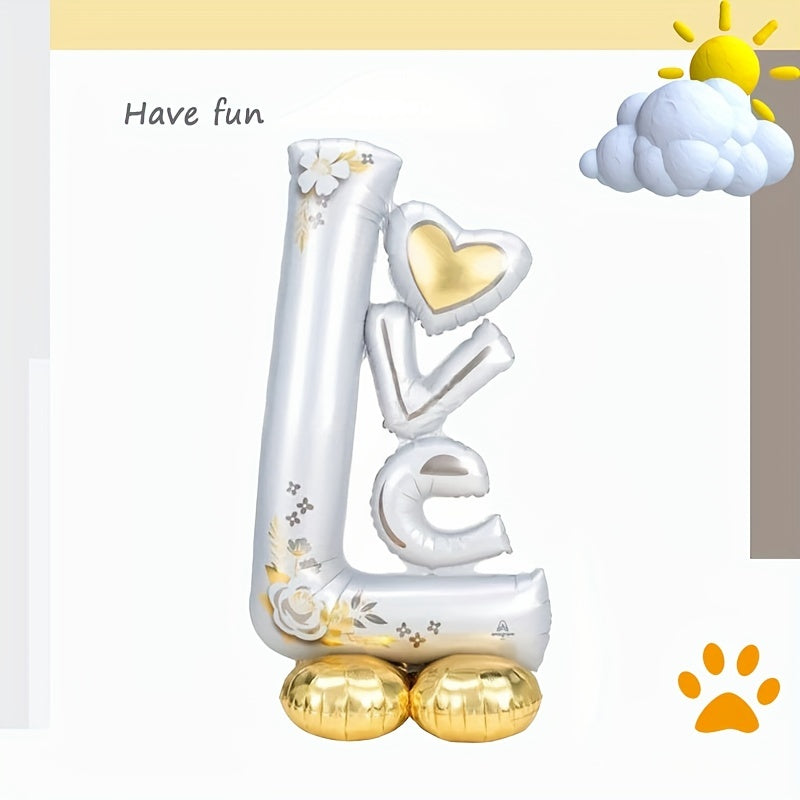 38 Inch LOVE Standing Combo Aluminum Balloon With Golden Base