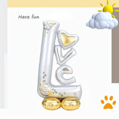 38 Inch LOVE Standing Combo Aluminum Balloon With Golden Base