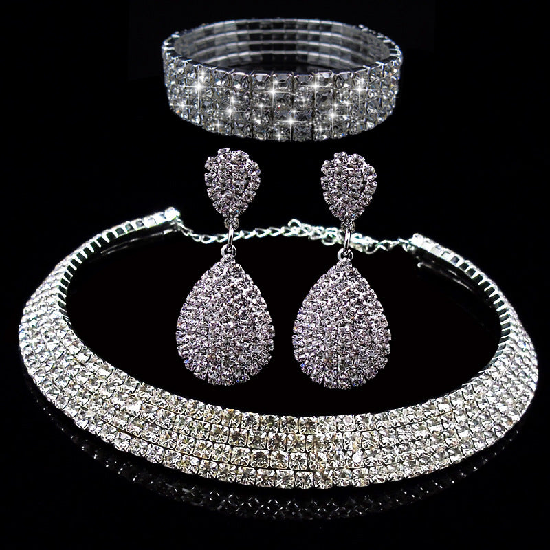Exaggerated Wedding Jewelry Set Choker Necklace Earrings Bracelet