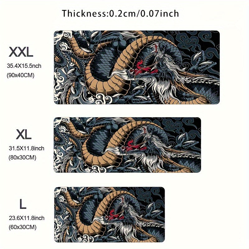 Dragon Large Mouse Pad Non Slip Stitched Edge Keyboard Mat