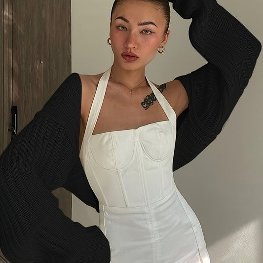  Casual Cardigan Solid Long Sleeve Open Front