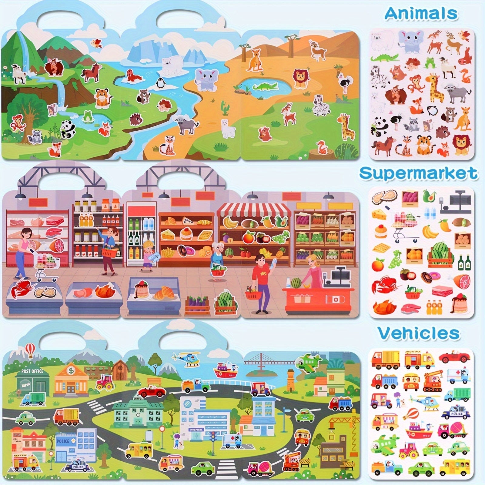 Colorful Dinosaur & Animal Sticker Book - Waterproof