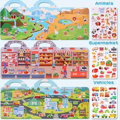 Colorful Dinosaur & Animal Sticker Book - Waterproof