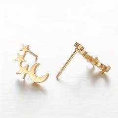 Men's Stainless Steel Stars & Moon Pattern Earrings