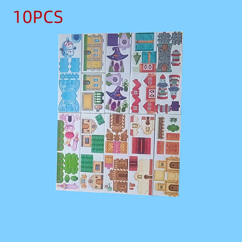 10pcs 3D DIY Mini Scene House Puzzle Kit for Parent-Child Interaction