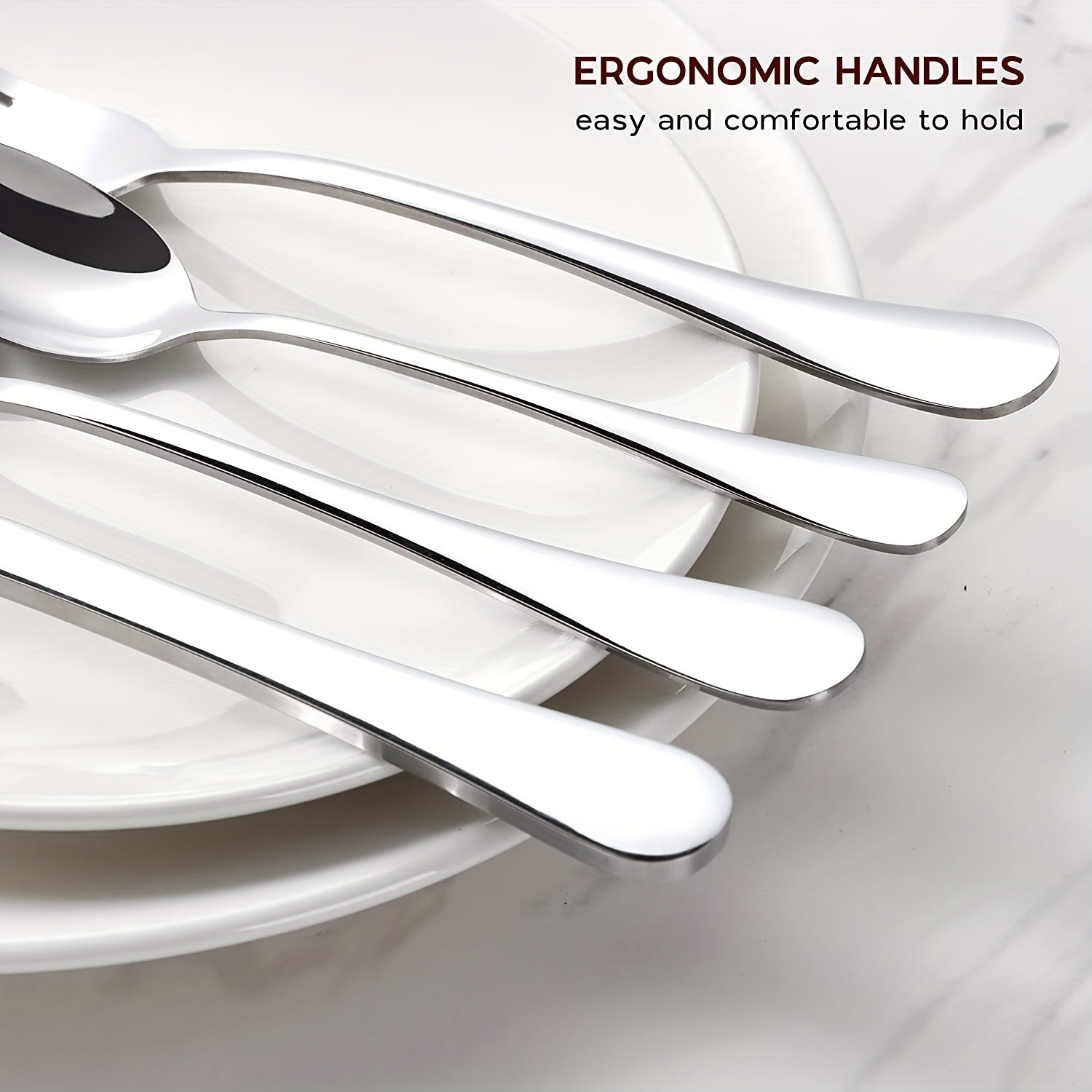 24pcs Stainless Steel Tableware Set Spoon Fork Modern Dishwasher Safe