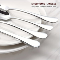 24pcs Stainless Steel Tableware Set Spoon Fork Modern Dishwasher Safe