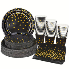 Golden Dot Disposable Cutlery Set - Perfect for Parties, Weddings, Anniv