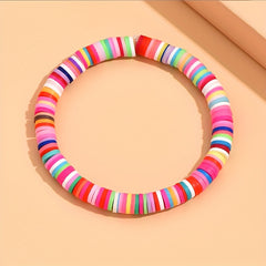 Colorful Polymer Beaded Stretch Bracelet Boho Beach Jewelry