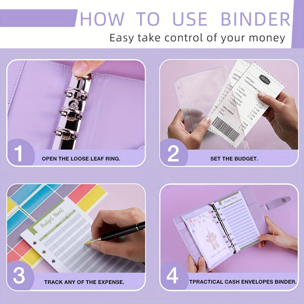 A6 Budget Book Splicing Purple