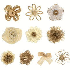 10pcs Jute Cloth Flowers Wedding Party Decor DIY Crafts
