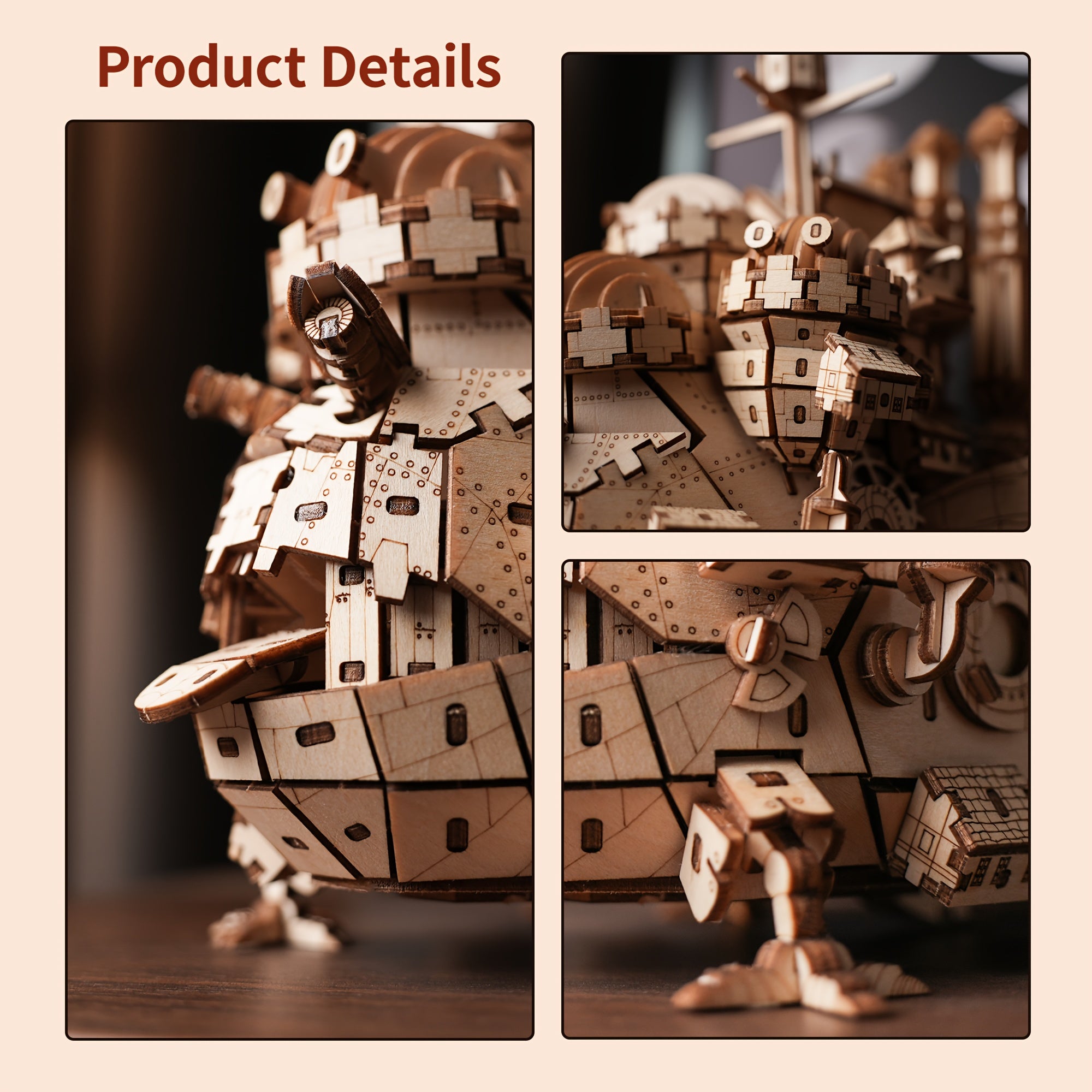 DIY 3D Wooden Puzzle Building Blocks Kit Retro Style Wooden Home Decor Gift