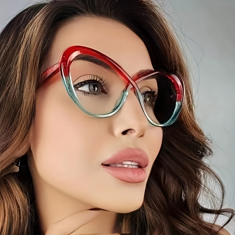 Y2K Light Blocking Glasses Jelly Block Cat Eye Clear Lens Anti Eyestrain