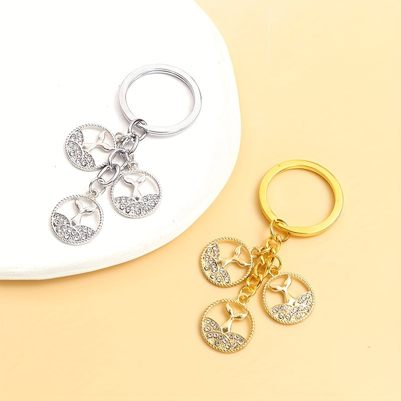 Rhinestone Mermaid Tail Keychain Metal Key Chain Bag Charm Car Ornament