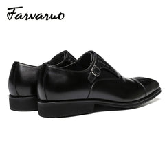 FARWARWO Leather Monk Strap Dress Shoes for Wedding Office