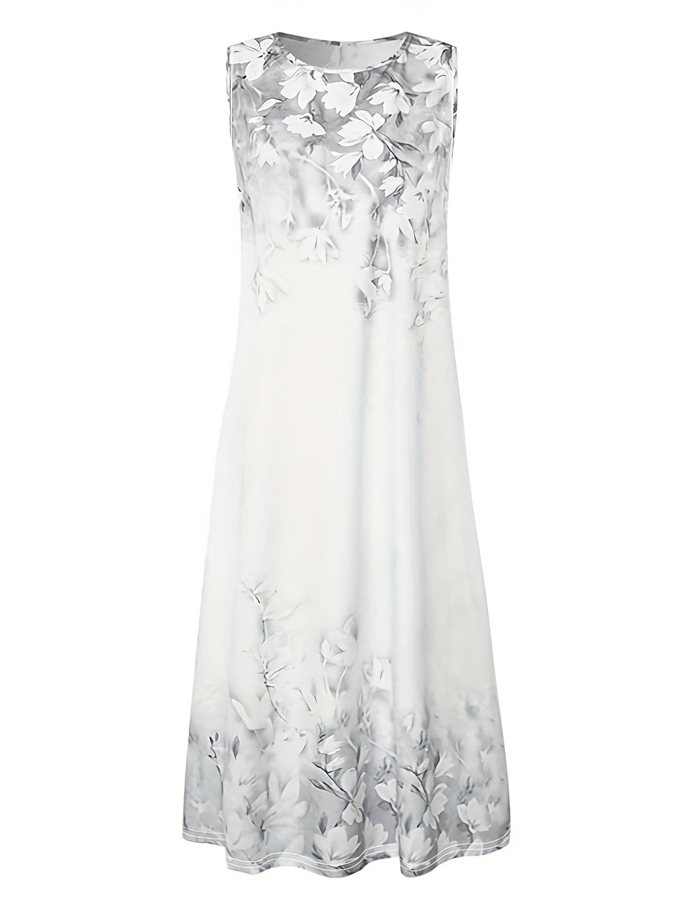 Floral Print Tank Dress & Solid Cover Up Set