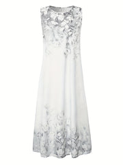 Floral Print Tank Dress & Solid Cover Up Set