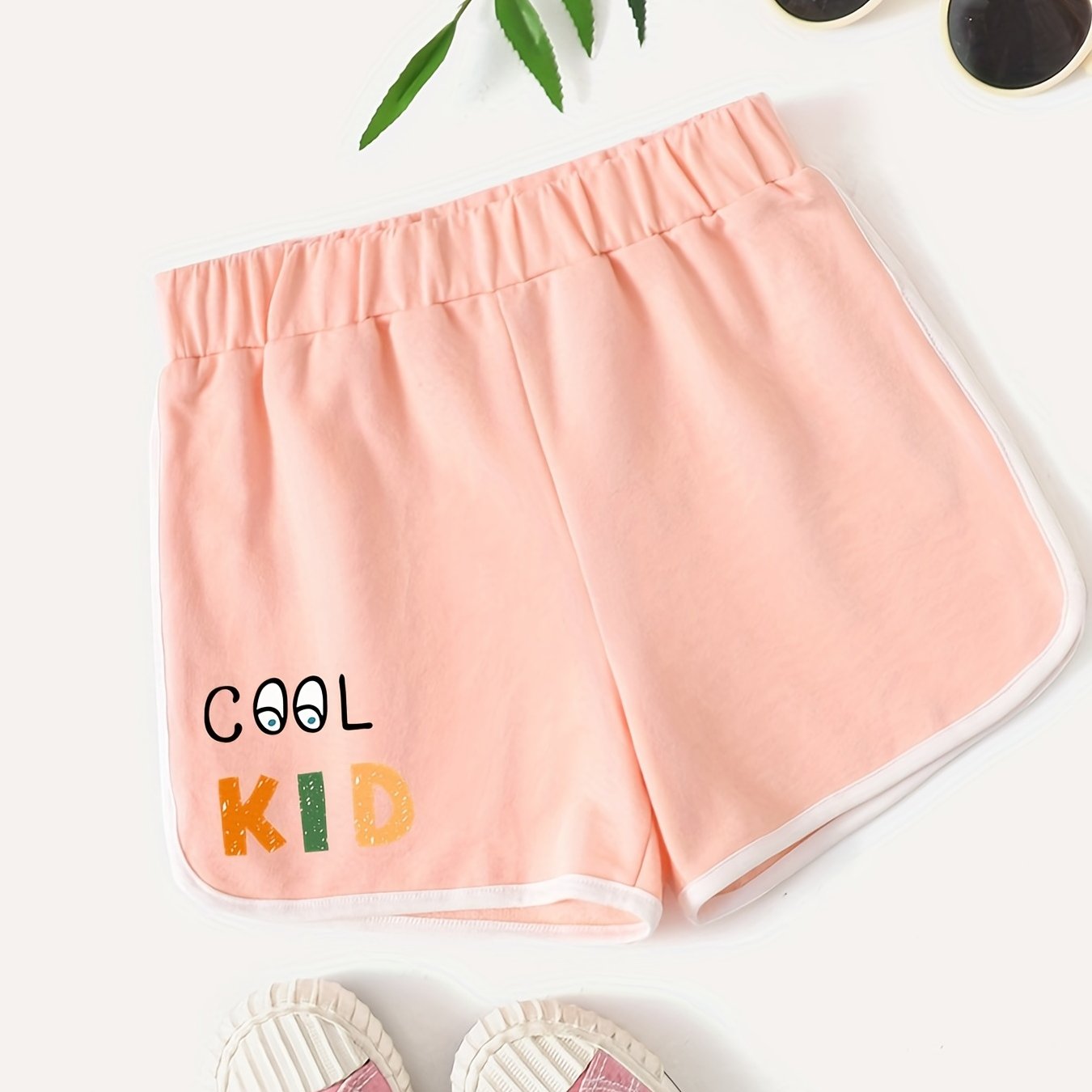 Girls Cartoon 'Cool Kid' Active Running Shorts Summer Athletic Shorts