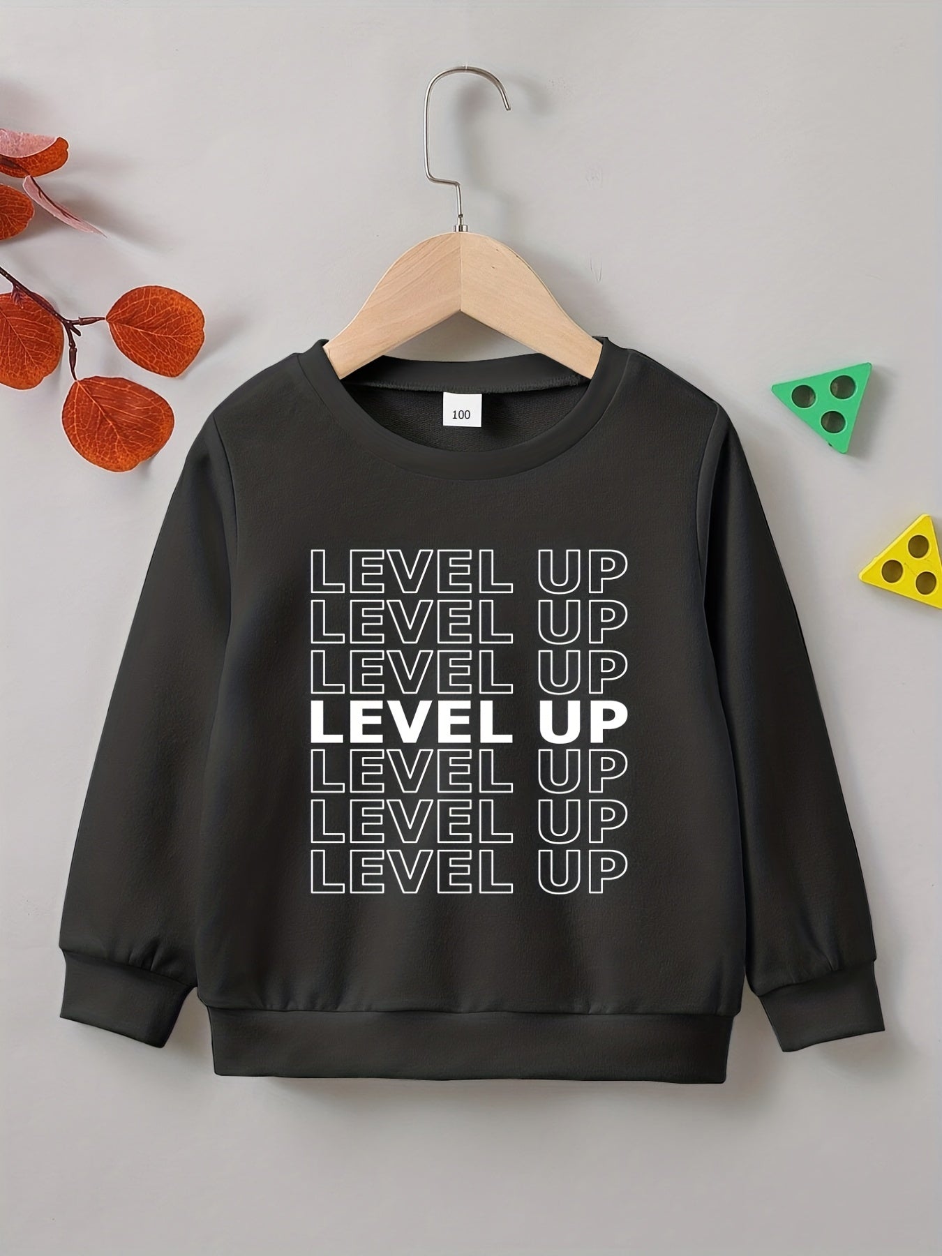 Creative LEVEL UP Letter Print Boys Sweatshirt