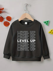 Creative LEVEL UP Letter Print Boys Sweatshirt