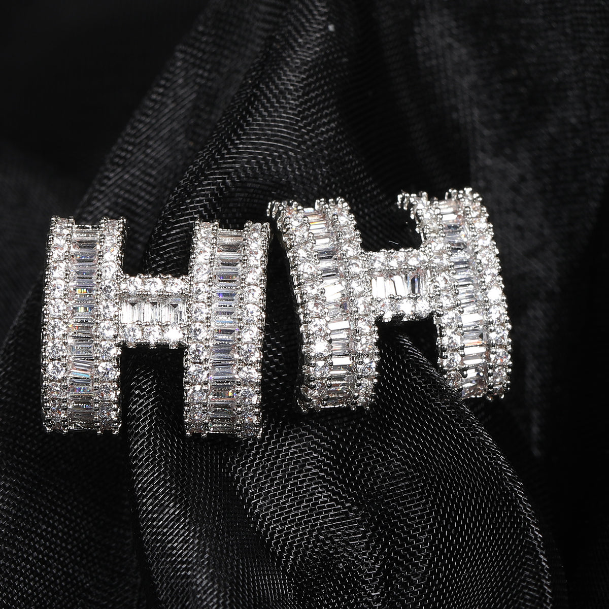 Micro Zirconia H Letter Earrings Men's Ear Stud Jewelry