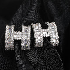 Micro Zirconia H Letter Earrings Men's Ear Stud Jewelry
