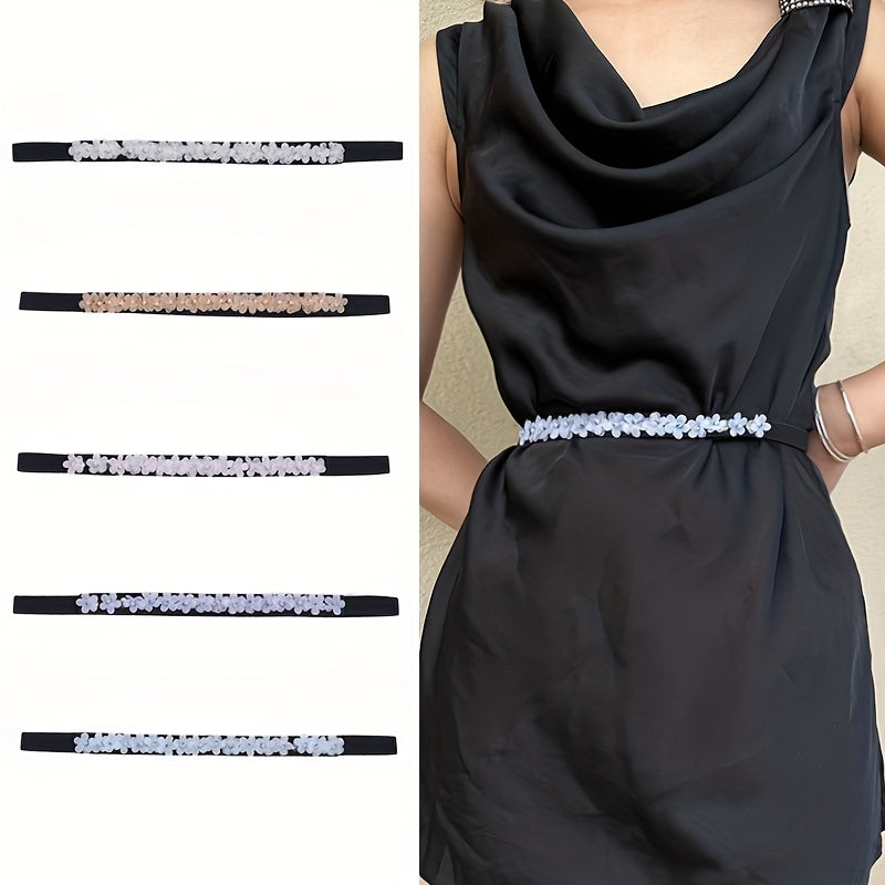 Fabric Flower Decor Thin Belt Solid Waist Belt Classic Dress Coat Girdle