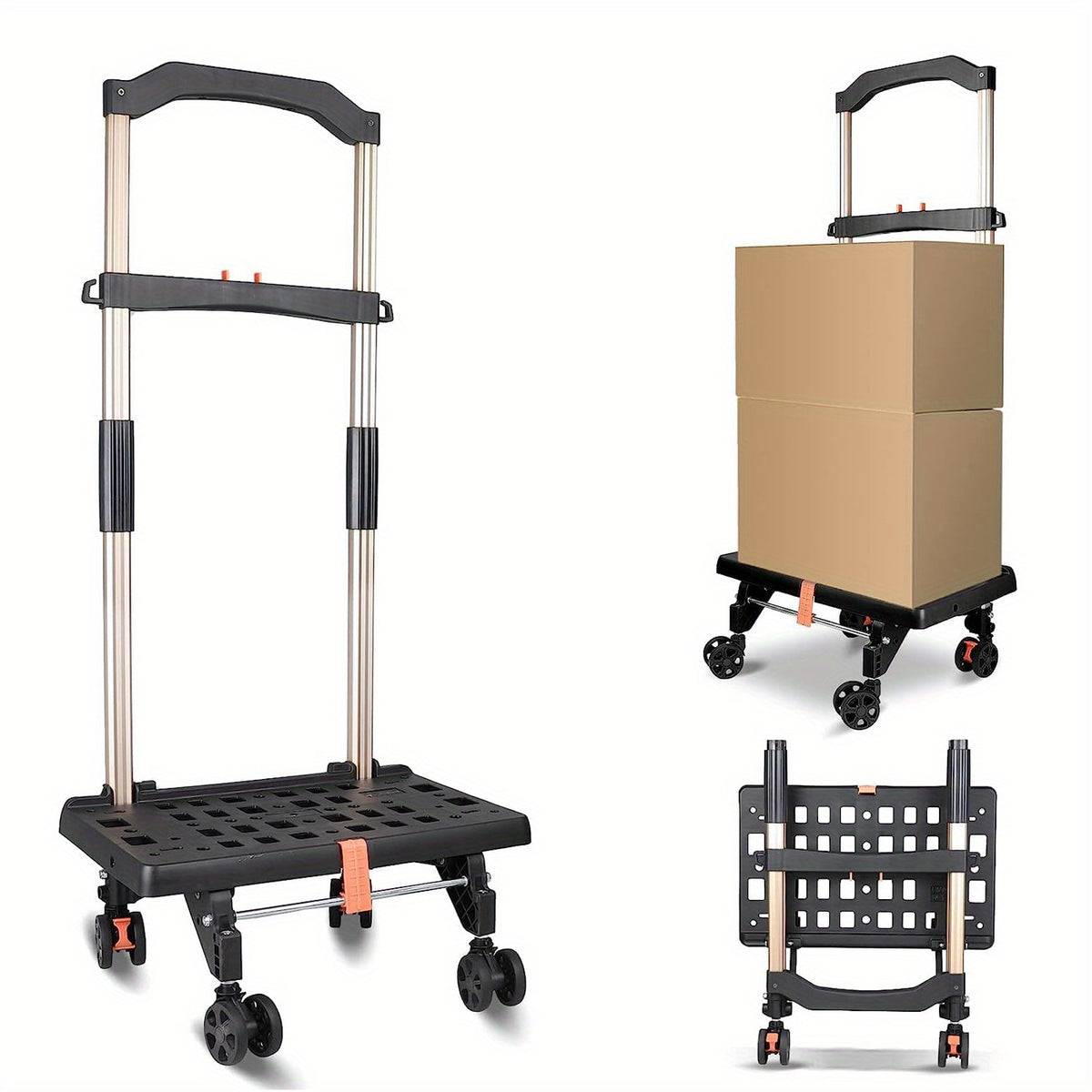 Ultra Slim Cart With Wheels Telescopic Handle Strong Load Capacity