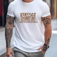 Vintage Motorcycle Print Men's Graphic Crew Neck Active T-shirt
